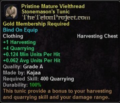 In-game tooltip for Pristine Mature Vielthread Stonemason's Tunic