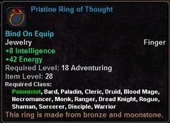In-game tooltip for Pristine Ring Of Thought