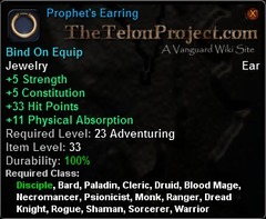 In-game tooltip for Prophet's Earring