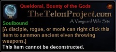 In-game tooltip for Queldoral, Bounty Of The Gods