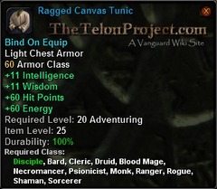In-game tooltip for Ragged Canvas Tunic
