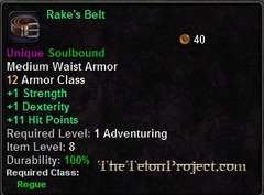 In-game tooltip for Rake's Belt