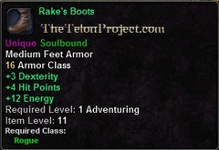 In-game tooltip for Rake's Boots