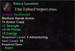 In-game tooltip for Rake's Gauntlets