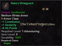 In-game tooltip for Rake's Wristguard