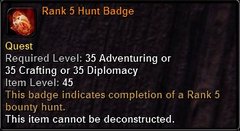 In-game tooltip for Rank 5 Hunt Badge