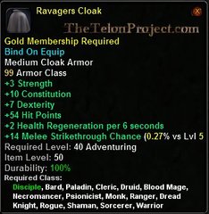 In-game tooltip for Ravager's Cloak