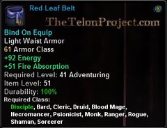 In-game tooltip for Red Leaf Belt