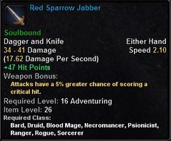 In-game tooltip for Red Sparrow Jabber