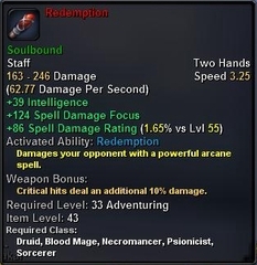 In-game tooltip for Redemption