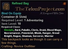 In-game tooltip for Refined Bag