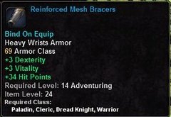 In-game tooltip for Reinforced Mesh Bracers
