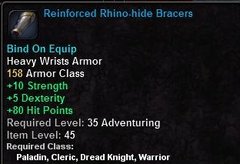 In-game tooltip for Reinforced Rhino-hide Bracers