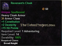 In-game tooltip for Revenant's Cloak