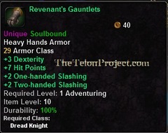 In-game tooltip for Revenant's Gauntlets