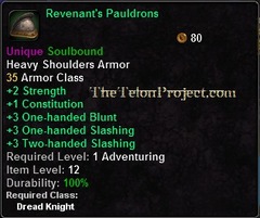 In-game tooltip for Revenant's Pauldrons