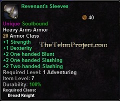 In-game tooltip for Revenant's Sleeves