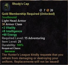 In-game tooltip for Rhody's Cap