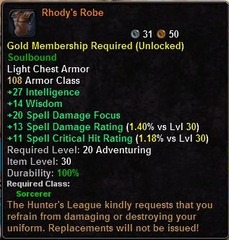 In-game tooltip for Rhody's Robe