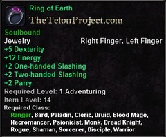 In-game tooltip for Ring of Earth