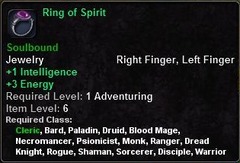 In-game tooltip for Ring of Spirit