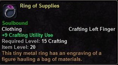 In-game tooltip for Ring of Supplies