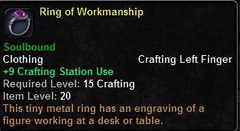In-game tooltip for Ring of Workmanship