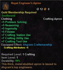 In-game tooltip for Royal Engineer's Apron