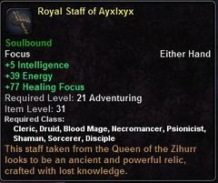 In-game tooltip for Royal Staff of Ayxlxyx