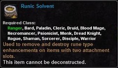 In-game tooltip for Runic Solvent