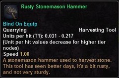 In-game tooltip for Rusty Stonemason Hammer