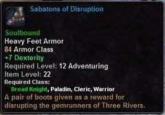 In-game tooltip for Sabatons Of Disruption
