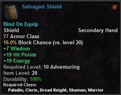 In-game tooltip for Salvaged Shield