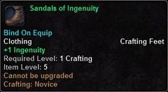 In-game tooltip for Sandals Of Ingenuity