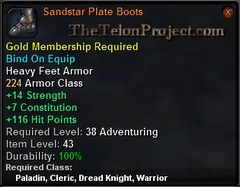 In-game tooltip for Sandstar Plate Boots