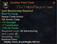 In-game tooltip for Sandstar Plate Chest