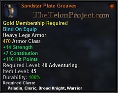 In-game tooltip for Sandstar Plate Greaves