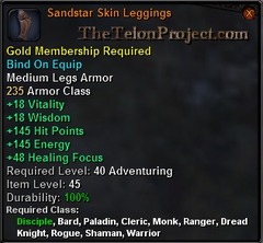 In-game tooltip for Sandstar Skin Leggings