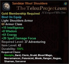 In-game tooltip for Sandstar Wool Shoulders