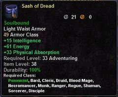 In-game tooltip for Sash Of Dread
