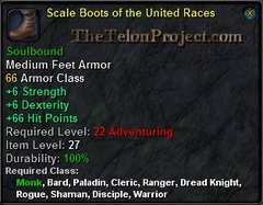 In-game tooltip for Scale Boots of the United Races
