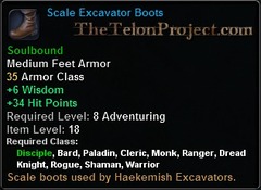 In-game tooltip for Scale Excavator Boots