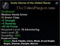 In-game tooltip for Scale Gloves of the United Races