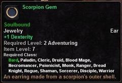 In-game tooltip for Scorpion Gem
