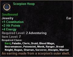 In-game tooltip for Scorpion Hoop