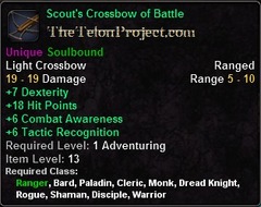 In-game tooltip for Scout's Crossbow of Battle