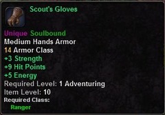 In-game tooltip for Scout's Gloves