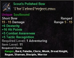 In-game tooltip for Scout's Polished Bow