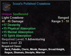 In-game tooltip for Scout's Polished Crossbow
