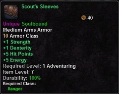 In-game tooltip for Scout's Sleeves